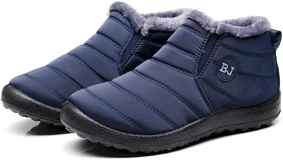 Women's Winter Snow Ankle Boots Fur Lined Waterproof Outdoor Slip On Booties Sneakers Anti-Slip Lightweight Ankle Bootie