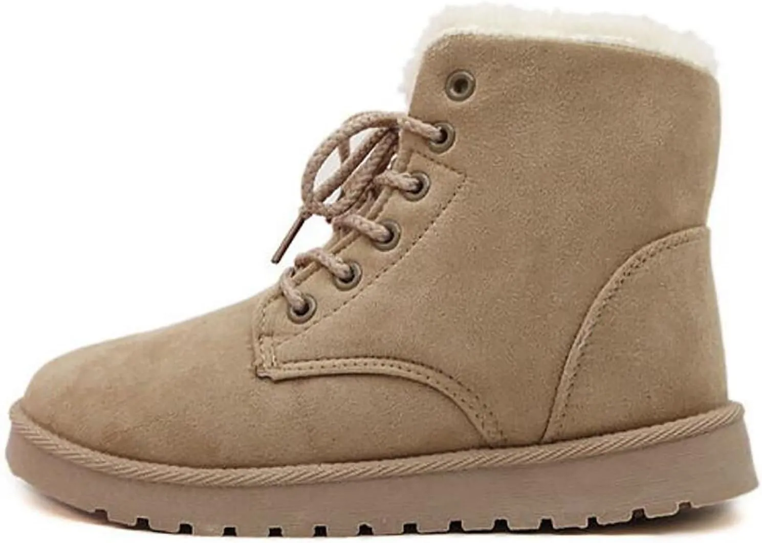 Womens Winter Snow Boots Warm Fur Lined Ankle Boots Classic Fashion Suede Lace Up Booties Casual Anti-Slip Outdoor Comfortable Booties Shoes for Women