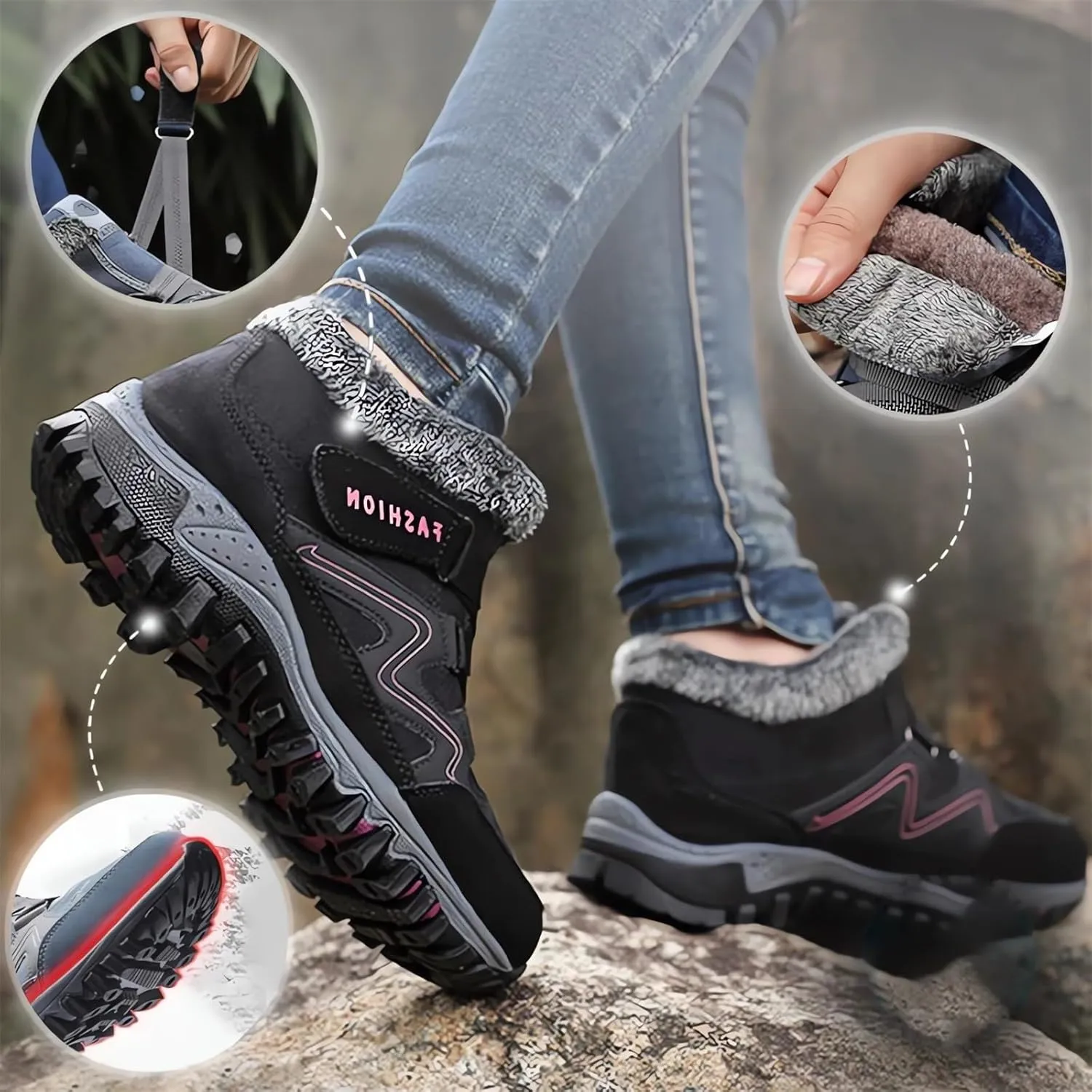 Women's Winter Thermal Boots for Women Waterproof Snow Winter Warm Hiking Work Comfy Boots Sneakers Walking Shoes