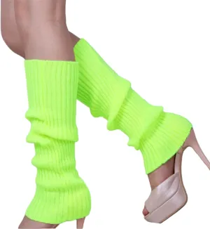 Woolen Socks Warm Winter Solid Colour Adult Leg Cover Pile of Socks Cover Knitting Foot Cover (Color : Fluorescent Green, Size : One Size)