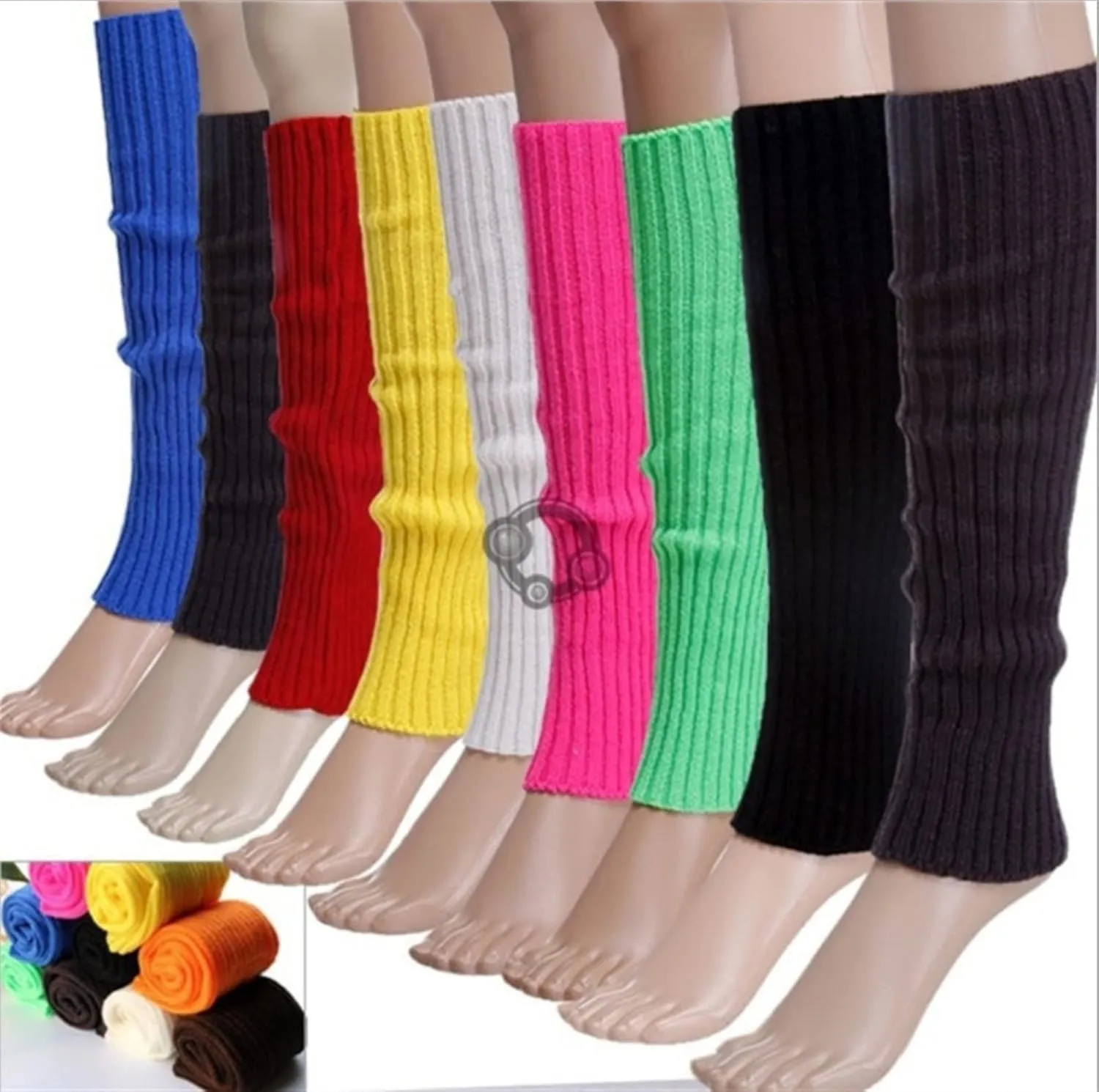 Woolen Socks Warm Winter Solid Colour Adult Leg Cover Pile of Socks Cover Knitting Foot Cover (Color : Fluorescent Green, Size : One Size)