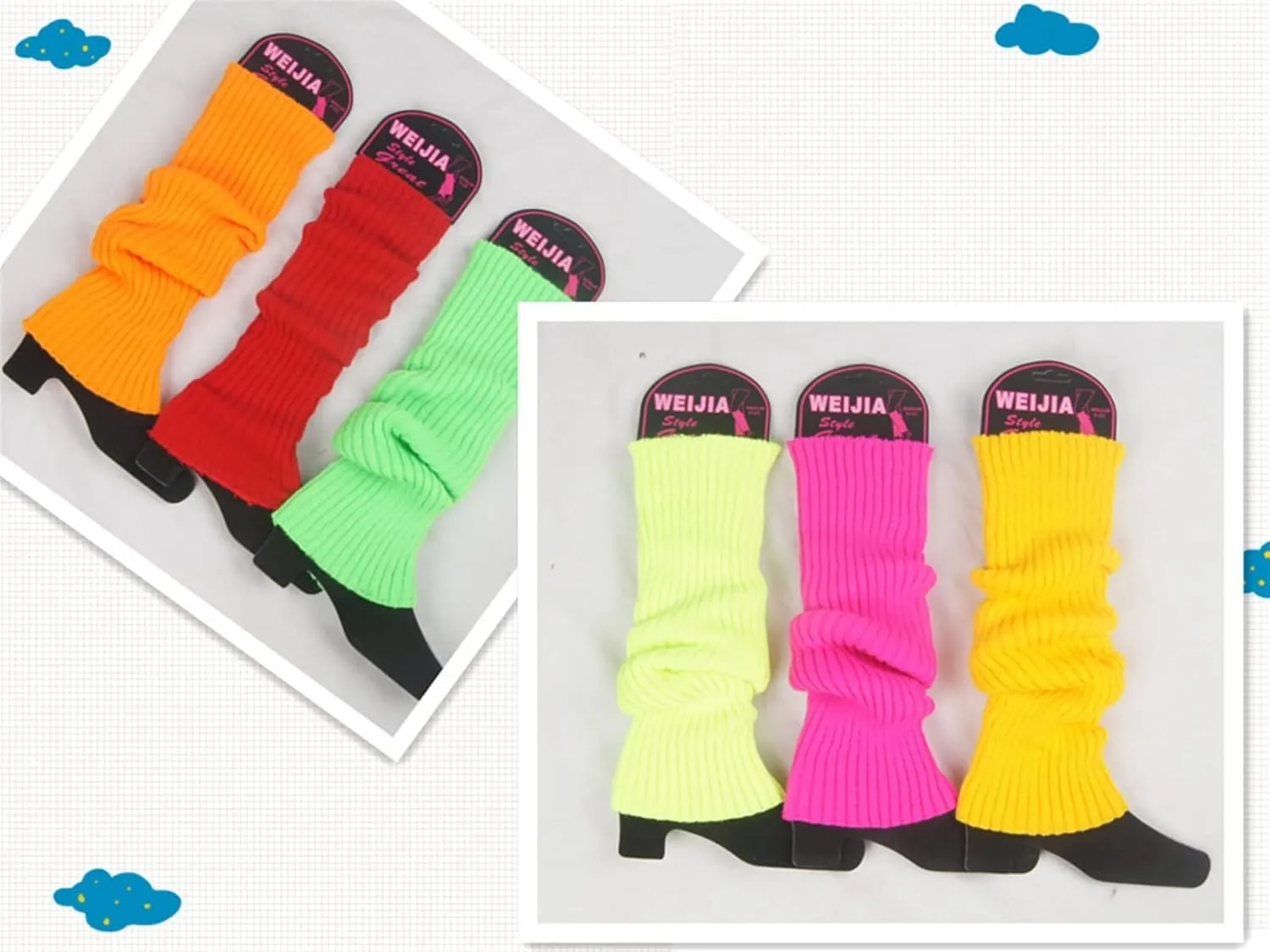 Woolen Socks Warm Winter Solid Colour Adult Leg Cover Pile of Socks Cover Knitting Foot Cover (Color : Fluorescent Green, Size : One Size)