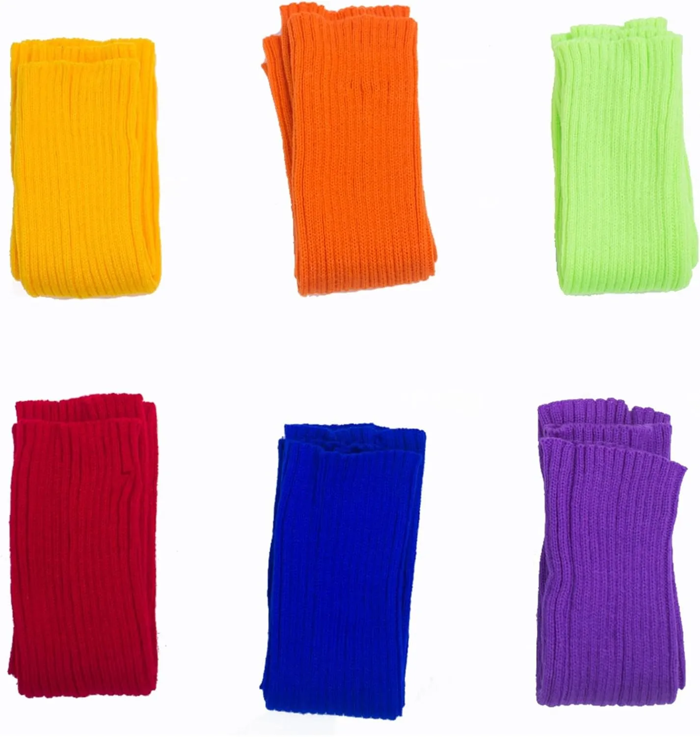 Woolen Socks Warm Winter Solid Colour Adult Leg Cover Pile of Socks Cover Knitting Foot Cover (Color : Fluorescent Green, Size : One Size)