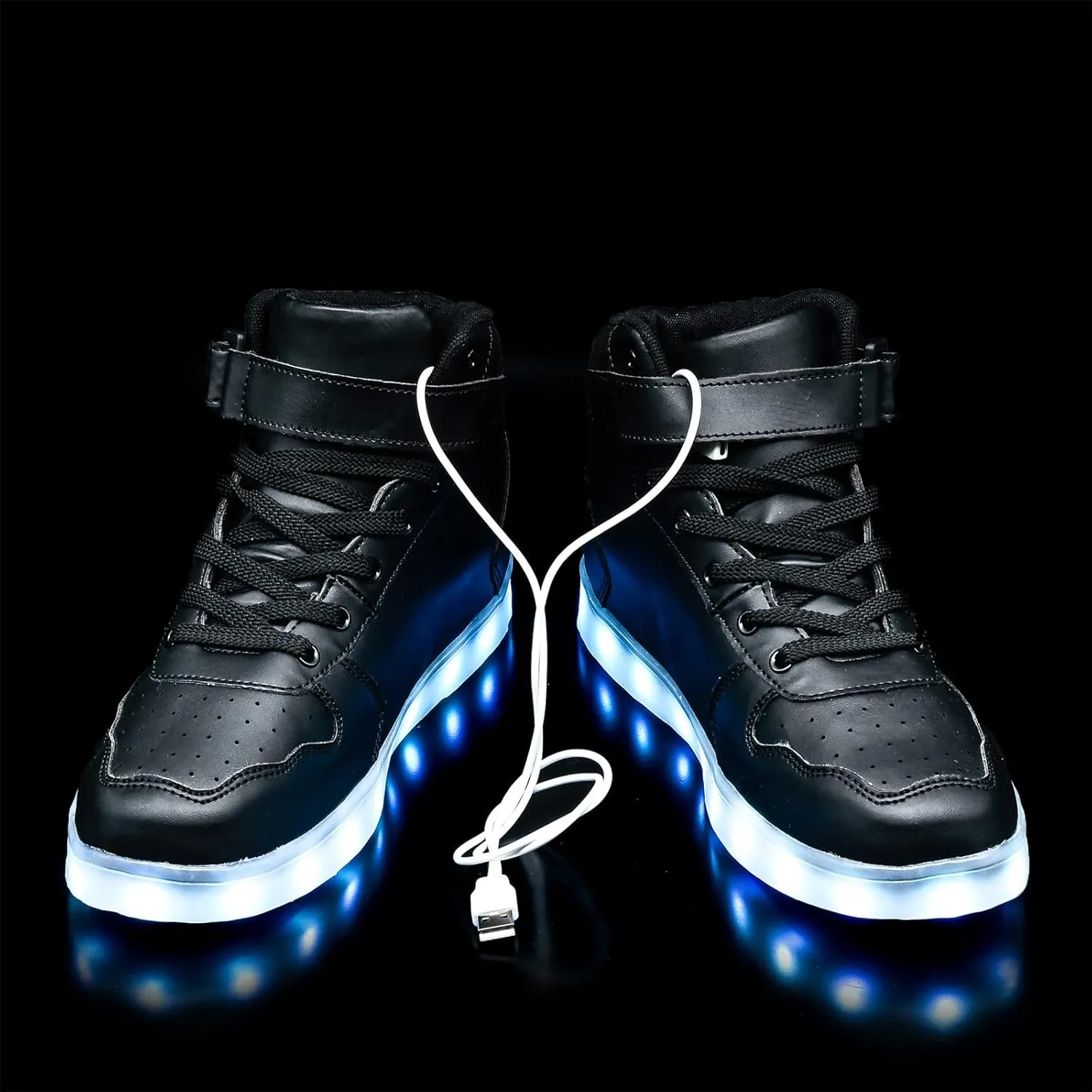 Wooowyet Kids LED Sneakers for Boys Hook&Loop Low Light Up Shoes LED Girls USB Recharging