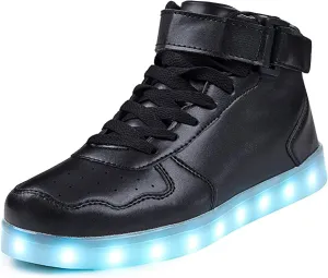 Wooowyet Kids LED Sneakers for Boys Hook&Loop Low Light Up Shoes LED Girls USB Recharging