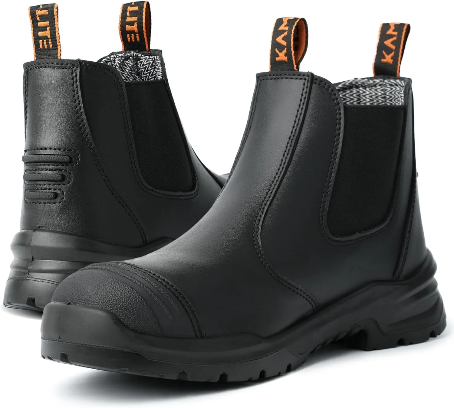 Work Boots for Men, Slip On Steel Toe Chelsea Safety Boots, Waterproof Slip Resistant Work Shoes, Lightweight Comfortable Breathable Non Slip Safety Toe Shoes
