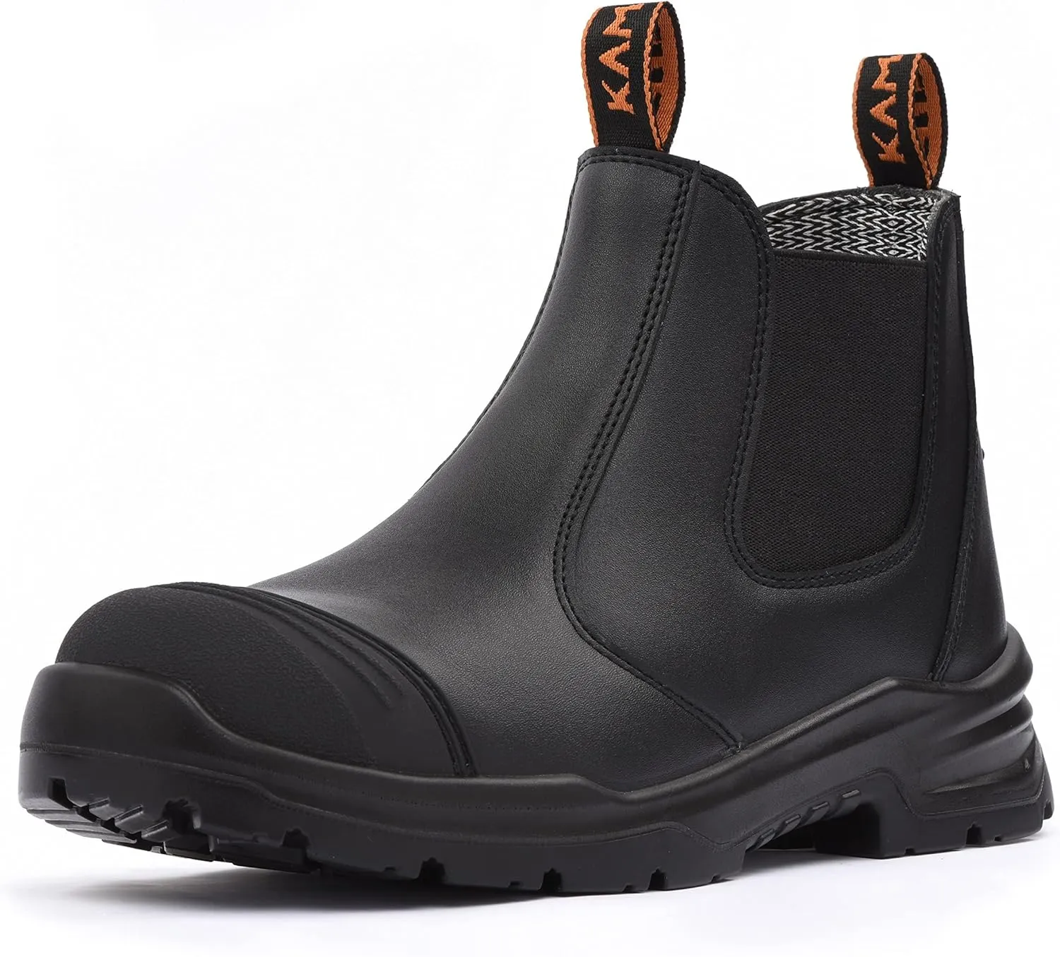 Work Boots for Men, Slip On Steel Toe Chelsea Safety Boots, Waterproof Slip Resistant Work Shoes, Lightweight Comfortable Breathable Non Slip Safety Toe Shoes
