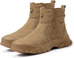 Work Boots for Men Slip On Welding Boots for Men Indestructible Steel Toe Boots Men's Steel Toe Shoes Fireproof Safety Toe Shoes Construction Boots for Welder Men's Work Shoes.