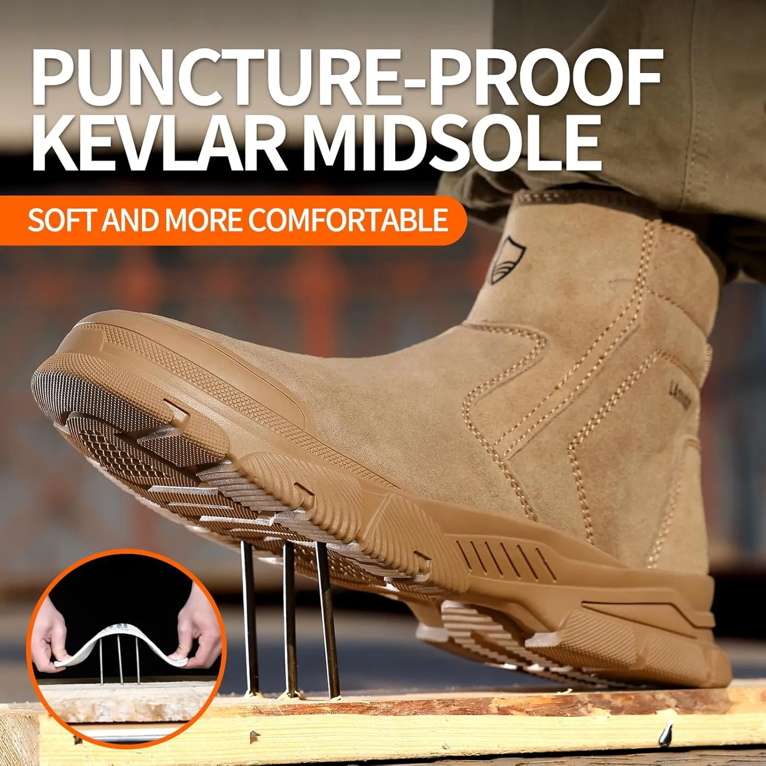 Work Boots for Men Slip On Welding Boots for Men Indestructible Steel Toe Boots Men's Steel Toe Shoes Fireproof Safety Toe Shoes Construction Boots for Welder Men's Work Shoes.