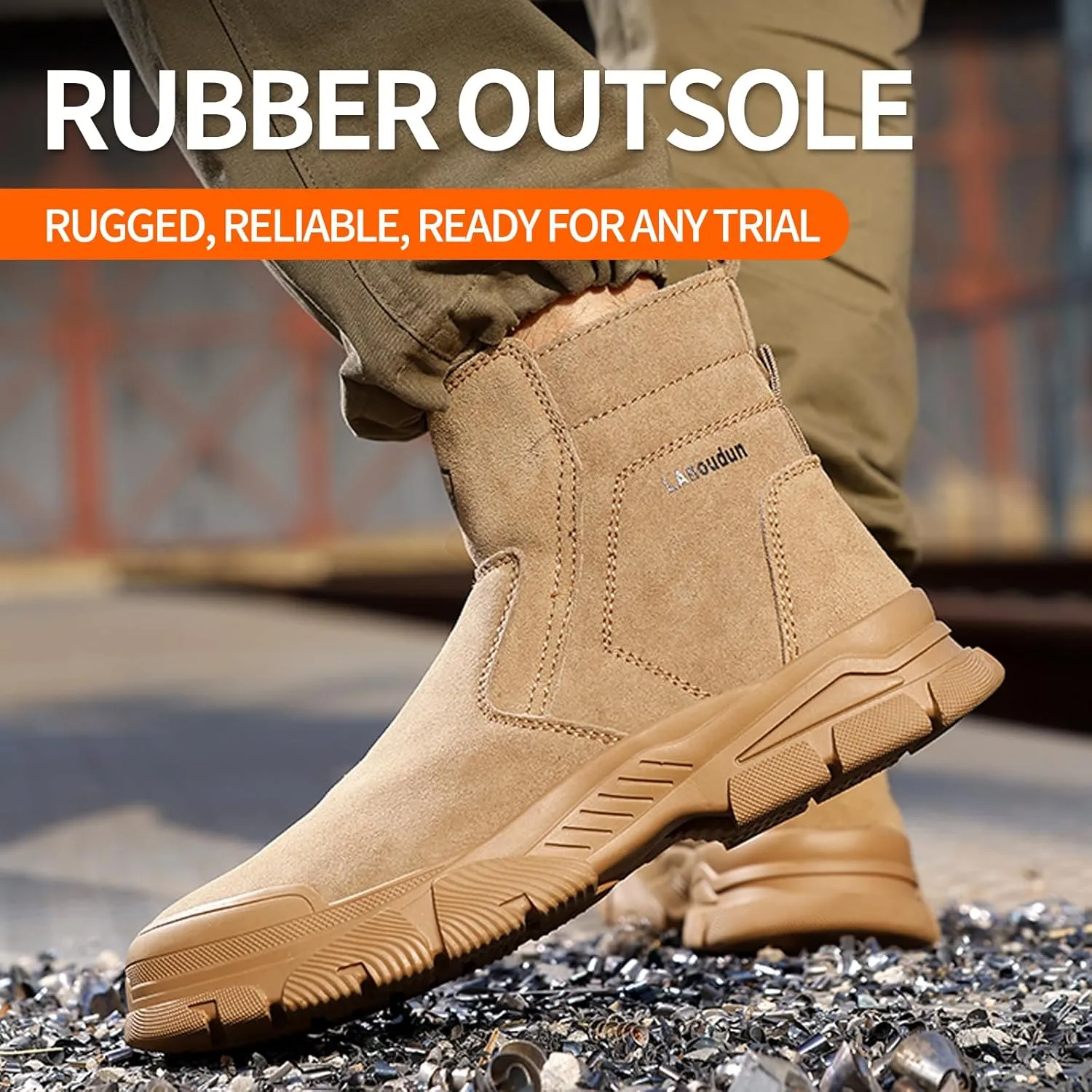 Work Boots for Men Slip On Welding Boots for Men Indestructible Steel Toe Boots Men's Steel Toe Shoes Fireproof Safety Toe Shoes Construction Boots for Welder Men's Work Shoes.