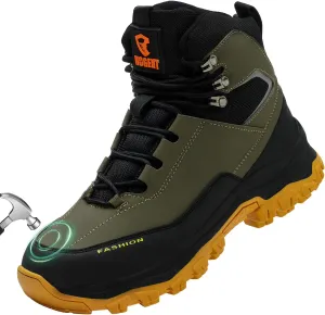 Work Boots for Men Steel Toe Boots Comfortable Breathable High Top Indestructible Safety Boots for Women Lightweight Safety Shoes Non Slip Work Shoes Industry Construction Waterproof Boots