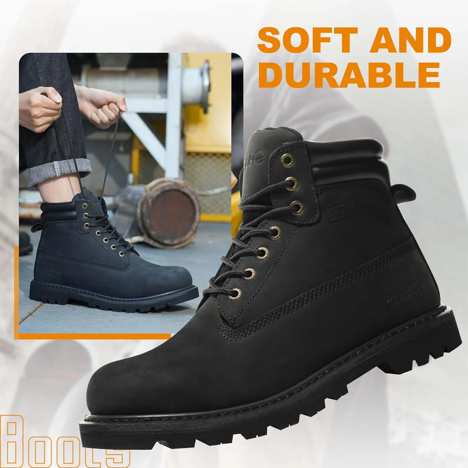 Work Boots for Men Waterproof Soft Toe Non Slip Comfortable Workboots