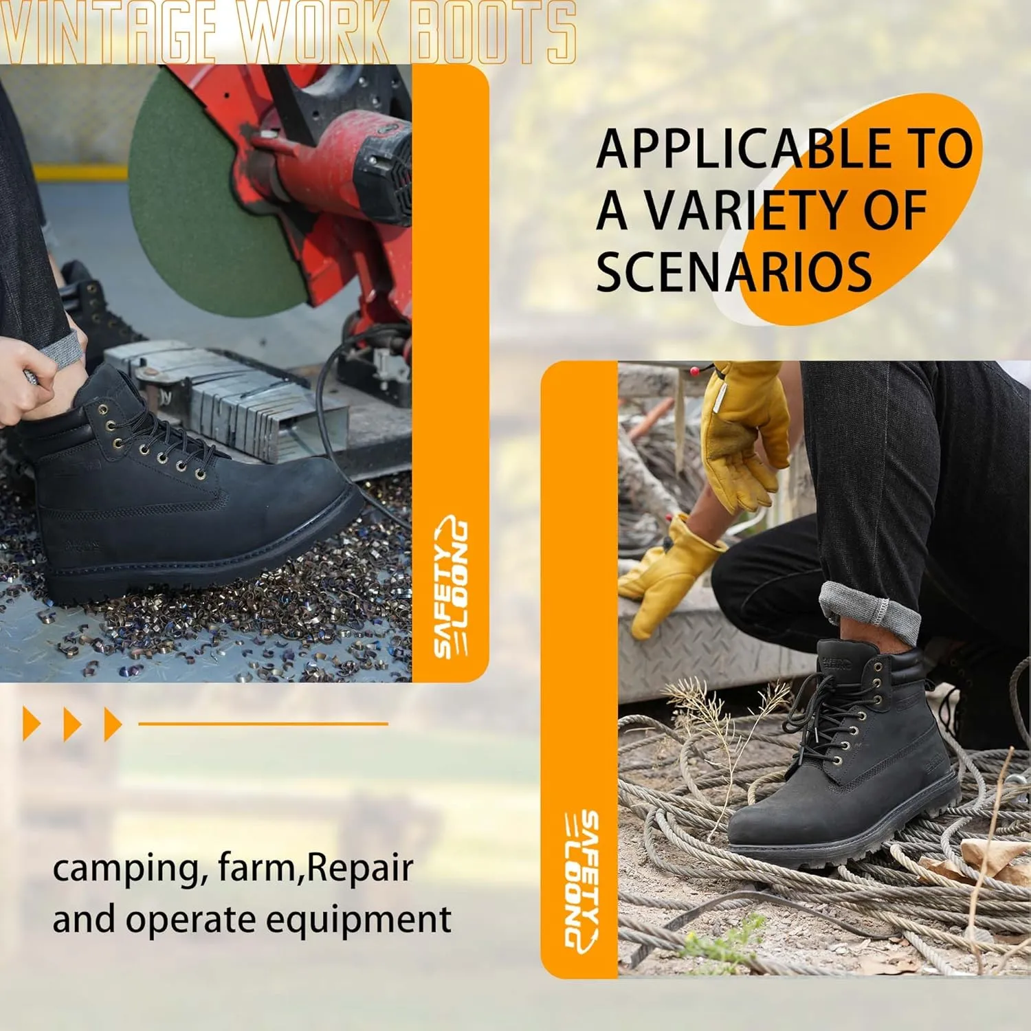 Work Boots for Men Waterproof Soft Toe Non Slip Comfortable Workboots