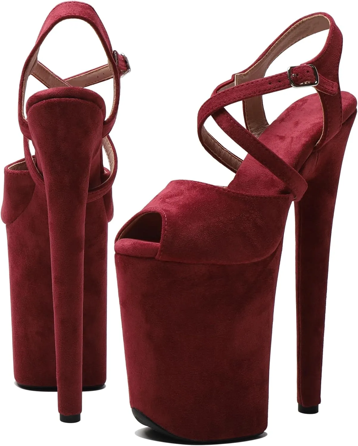 WUXIN H&P Women's 9 in Platform Heels Ankle-Strap Sexy, 23 CM Pole Dance High Heel Platform, Exotic Platform Pole Dancer Heels Shoes Stiletto 6 7 8 10 in
