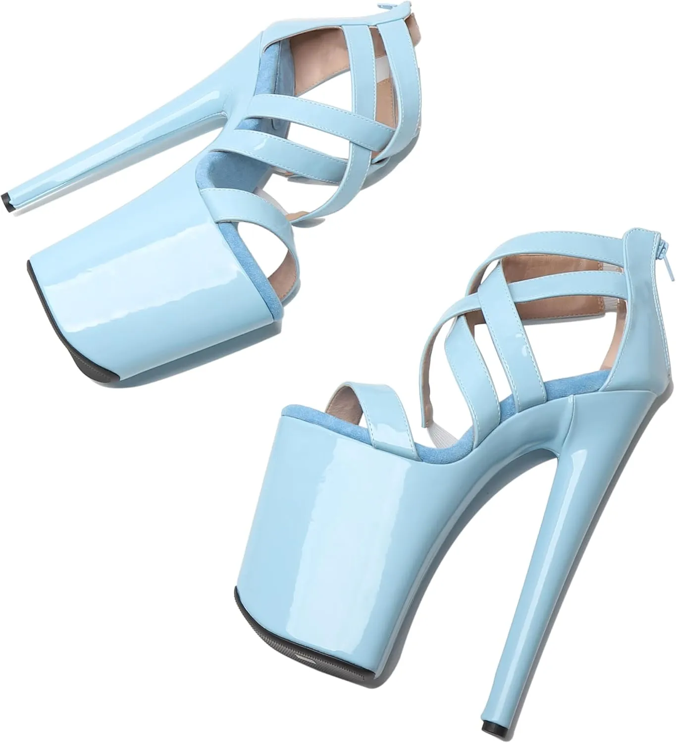 WUXIN H&P Women's 9 in Platform Heels Ankle-Strap Sexy, 23 CM Pole Dance High Heel Platform, Exotic Platform Pole Dancer Heels Shoes Stiletto 6 7 8 10 in