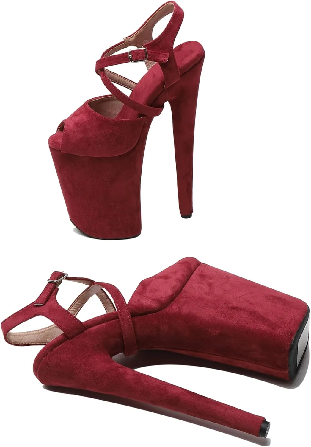 WUXIN H&P Women's 9 in Platform Heels Ankle-Strap Sexy, 23 CM Pole Dance High Heel Platform, Exotic Platform Pole Dancer Heels Shoes Stiletto 6 7 8 10 in