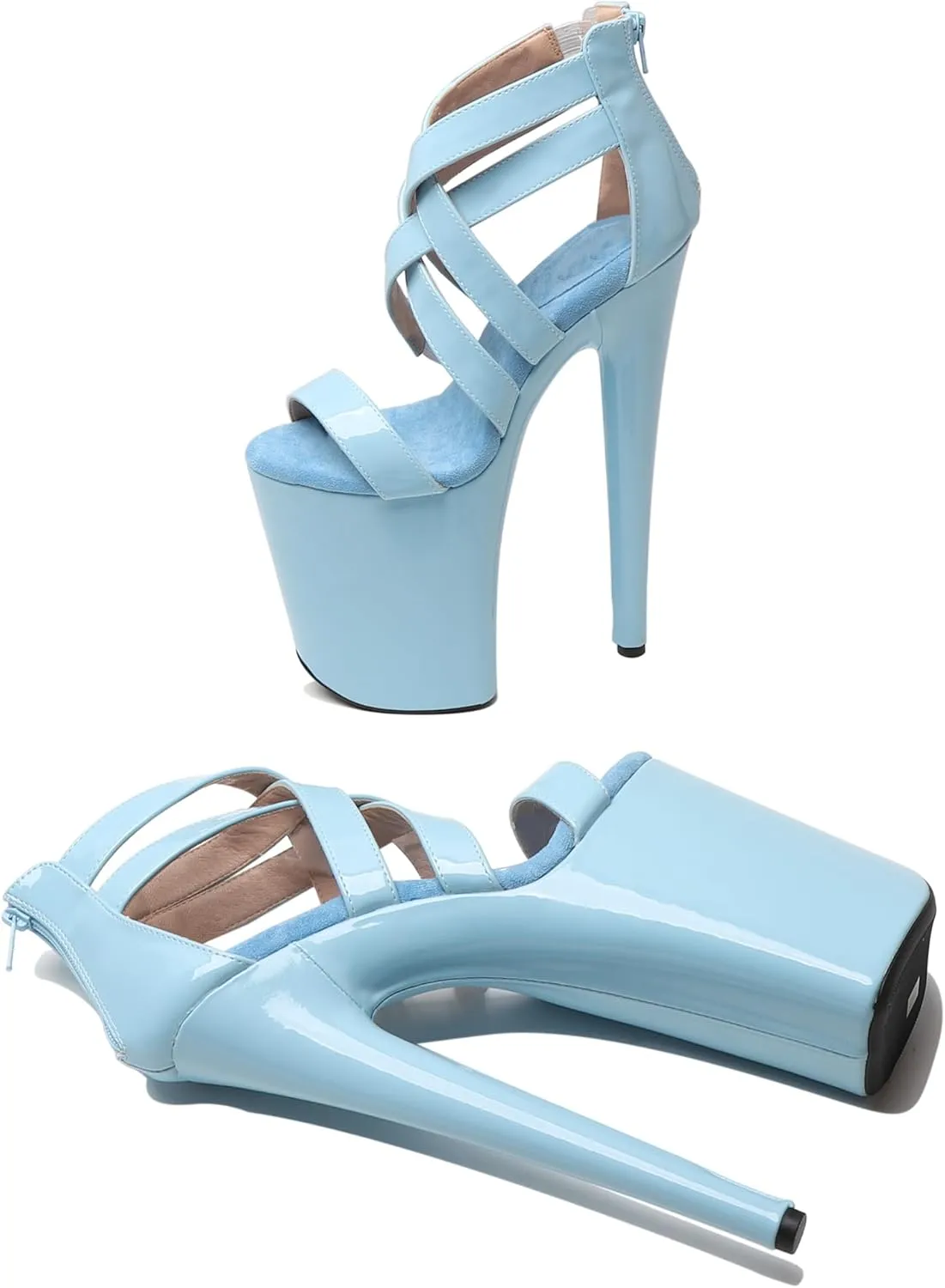 WUXIN H&P Women's 9 in Platform Heels Ankle-Strap Sexy, 23 CM Pole Dance High Heel Platform, Exotic Platform Pole Dancer Heels Shoes Stiletto 6 7 8 10 in