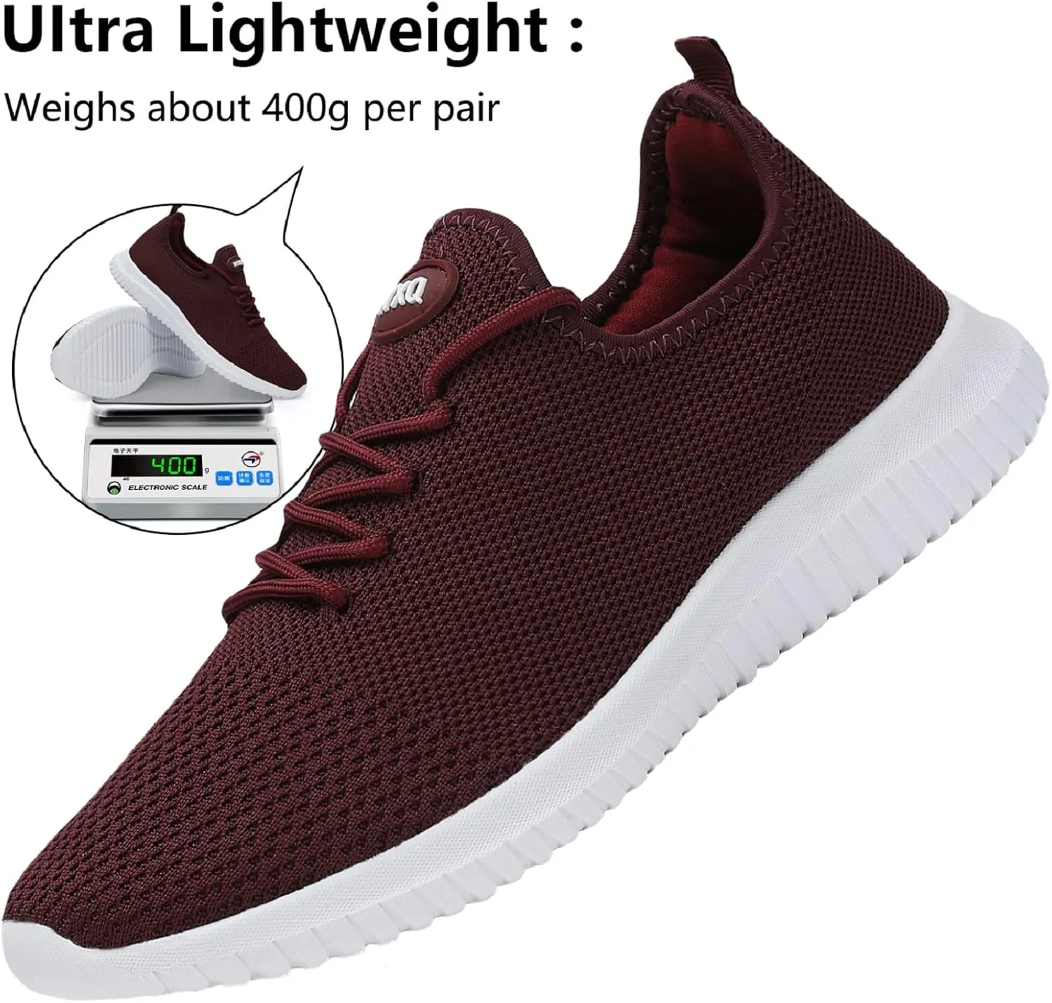 WXQ Men's Running Shoes Comfortable Lightweight Breathable Walking Shoes Mesh Workout Casual Sports Shoes