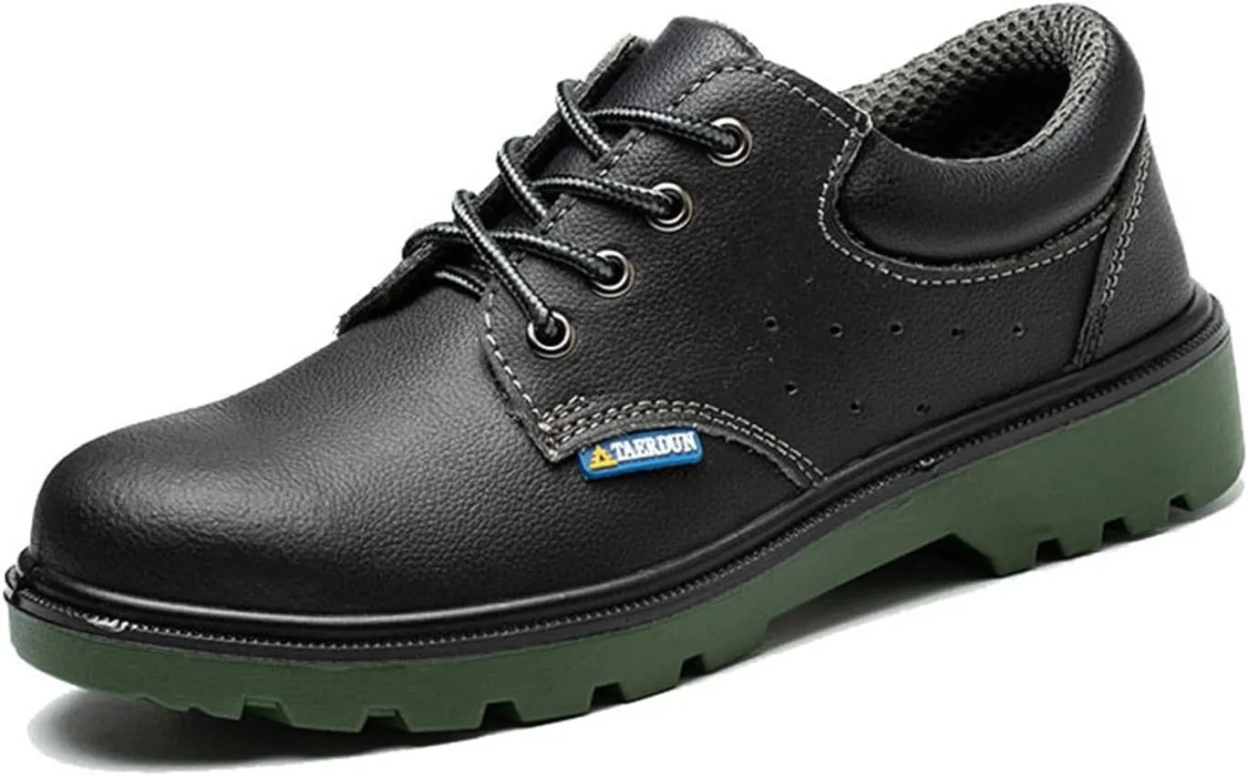 Wygwlg Men Safety Kitchen Work Shoes, Lace-Up Steel Toe Anti-Smash Anti-Collision Waterproof Oil Resistant Non Slip Chef Shoes, Casual Garden Hospital Puncture-Proof Breathable Hole Sneakers