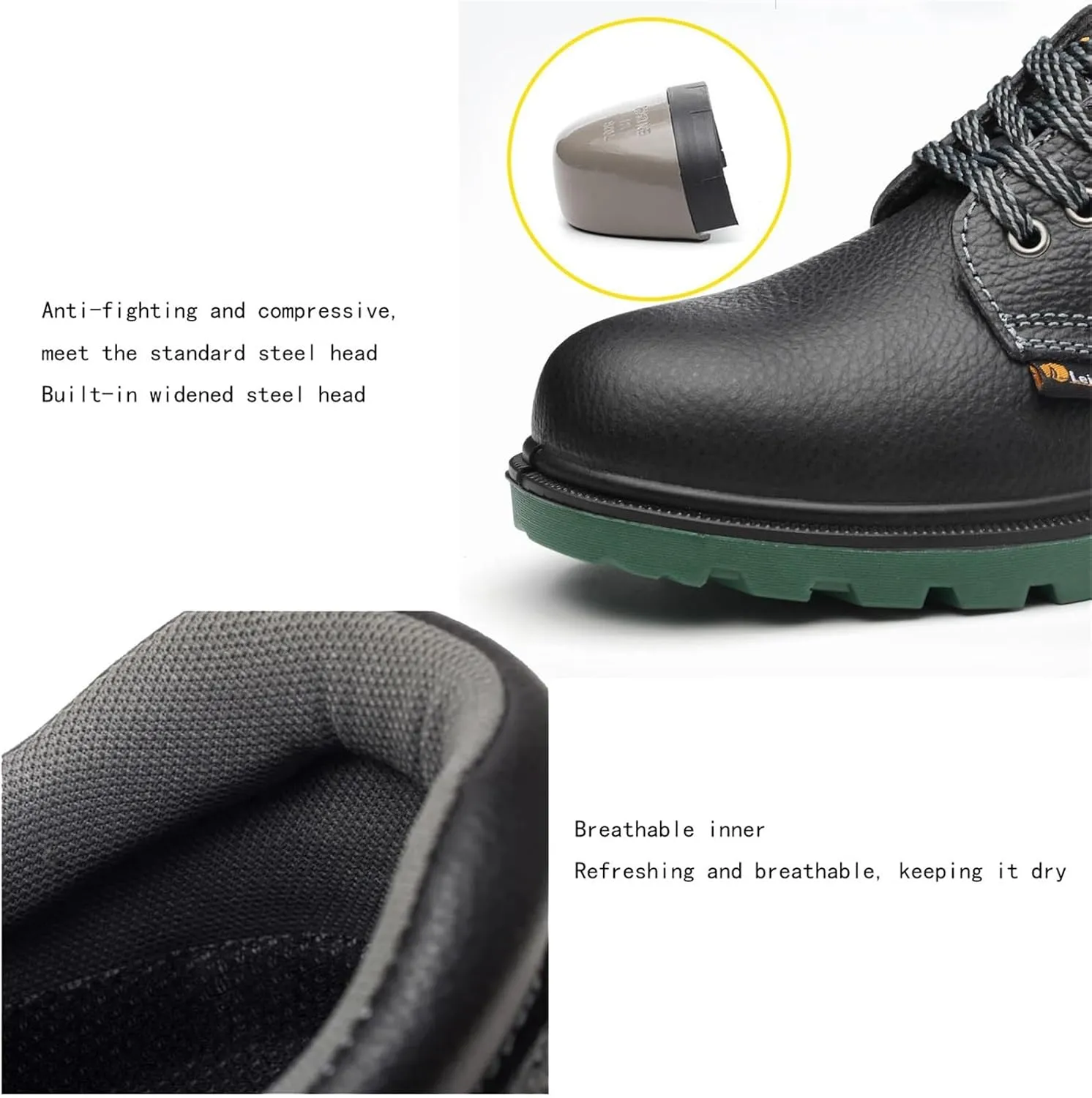 Wygwlg Men Safety Kitchen Work Shoes, Lace-Up Steel Toe Anti-Smash Anti-Collision Waterproof Oil Resistant Non Slip Chef Shoes, Casual Garden Hospital Puncture-Proof Breathable Hole Sneakers