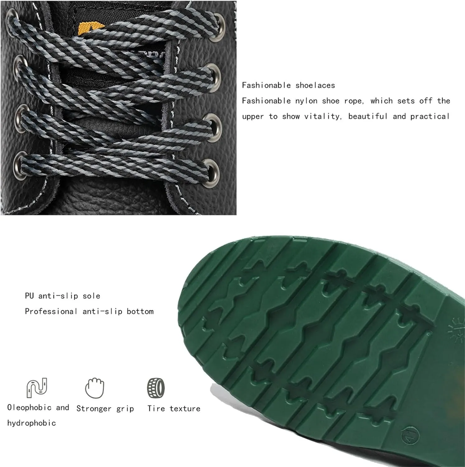 Wygwlg Men Safety Kitchen Work Shoes, Lace-Up Steel Toe Anti-Smash Anti-Collision Waterproof Oil Resistant Non Slip Chef Shoes, Casual Garden Hospital Puncture-Proof Breathable Hole Sneakers