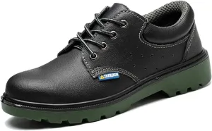 Wygwlg Men Safety Kitchen Work Shoes, Lace-Up Steel Toe Anti-Smash Anti-Collision Waterproof Oil Resistant Non Slip Chef Shoes, Casual Garden Hospital Puncture-Proof Breathable Hole Sneakers