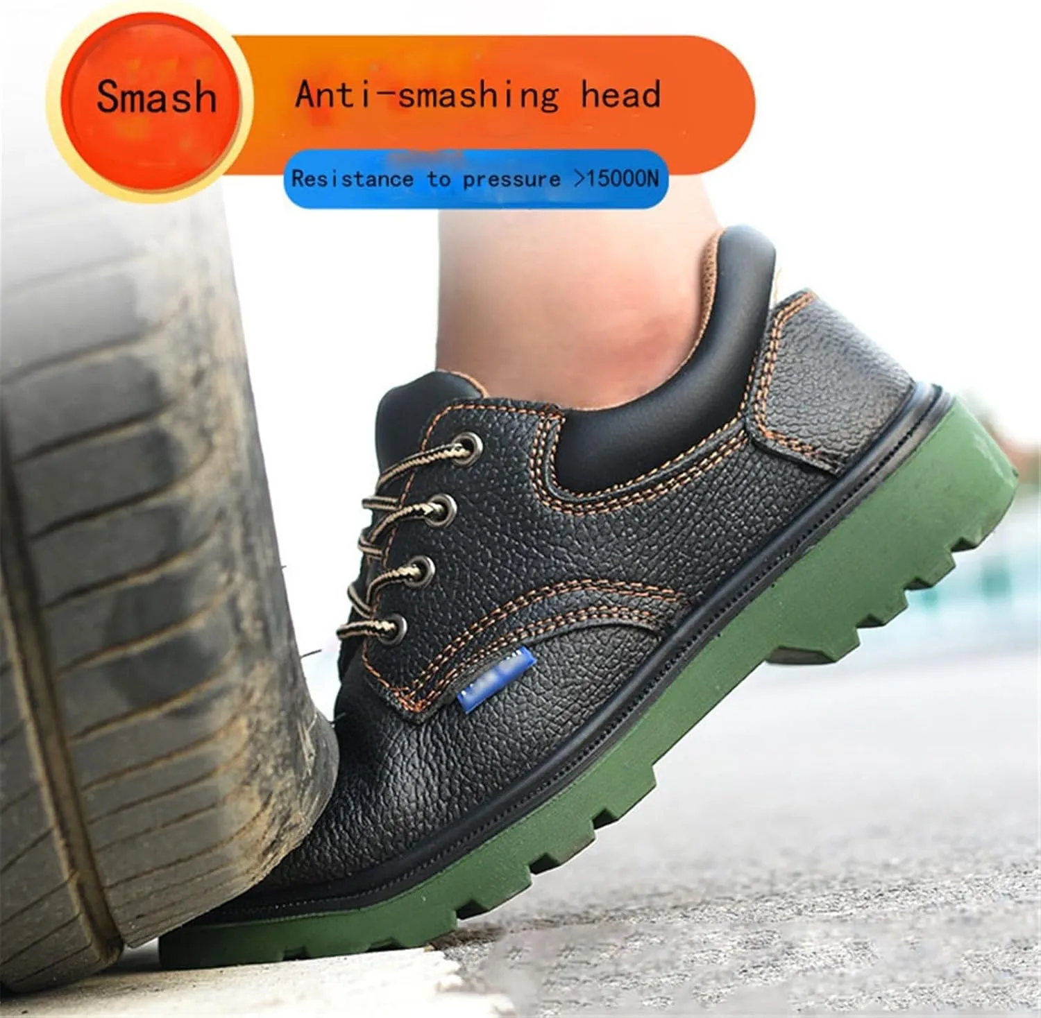 Wygwlg Men Safety Kitchen Work Shoes, Lace-Up Steel Toe Anti-Smash Anti-Collision Waterproof Oil Resistant Non Slip Chef Shoes, Casual Garden Hospital Puncture-Proof Breathable Hole Sneakers