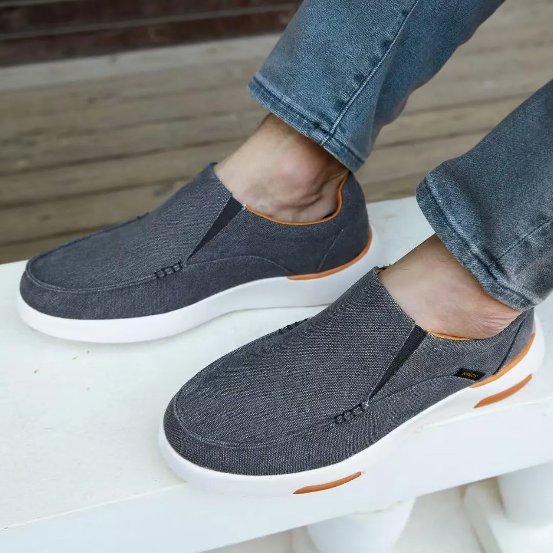 XPACS Men's Orthopedic Comfy Slippers, Stylish Arch Support Casual Shoes for Plantar Fasciitis Recovery, Non Slip Canvas Shoes for Heel and Foot Pain Relief
