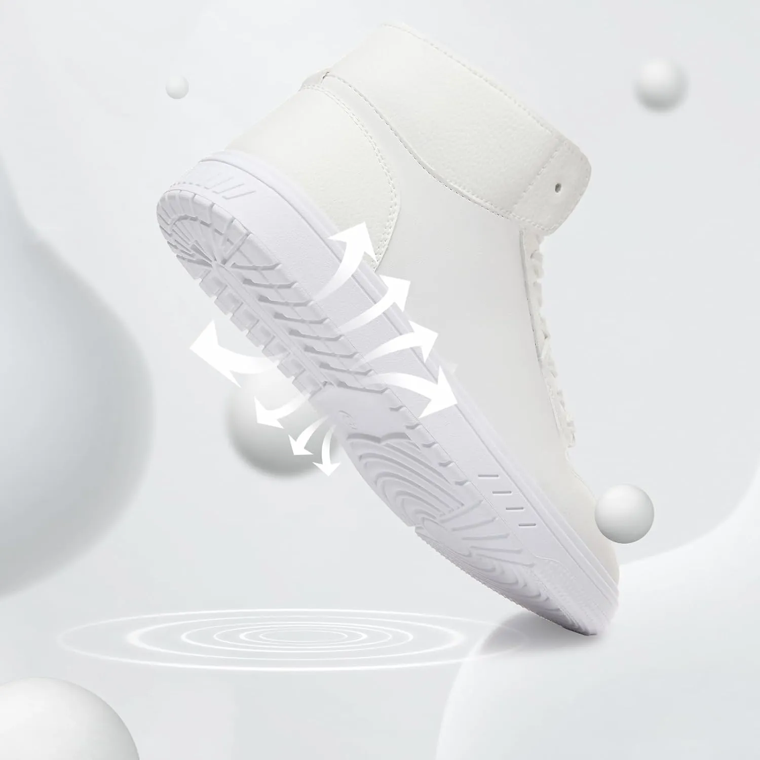 XRH Womens High Top Sneakers PU Leather Running Shoes Non Slip Walking Athletic Tennis Shoes for Women Ankle Boots