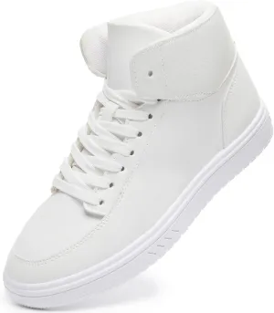 XRH Womens High Top Sneakers PU Leather Running Shoes Non Slip Walking Athletic Tennis Shoes for Women Ankle Boots