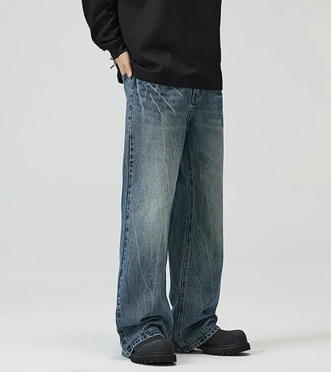 Y2k Baggy Flared Jeans Men 90s Vintage Bell Bottom Jeans Loose Fit Grunge Pants Casual Wide Leg Skater Denim Pants