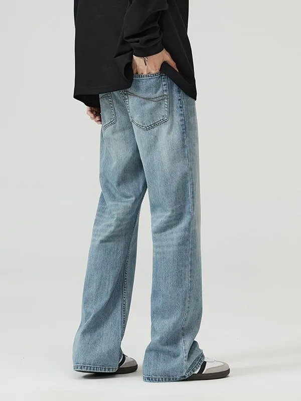 Y2k Baggy Flared Jeans Men 90s Vintage Bell Bottom Jeans Loose Fit Grunge Pants Casual Wide Leg Skater Denim Pants