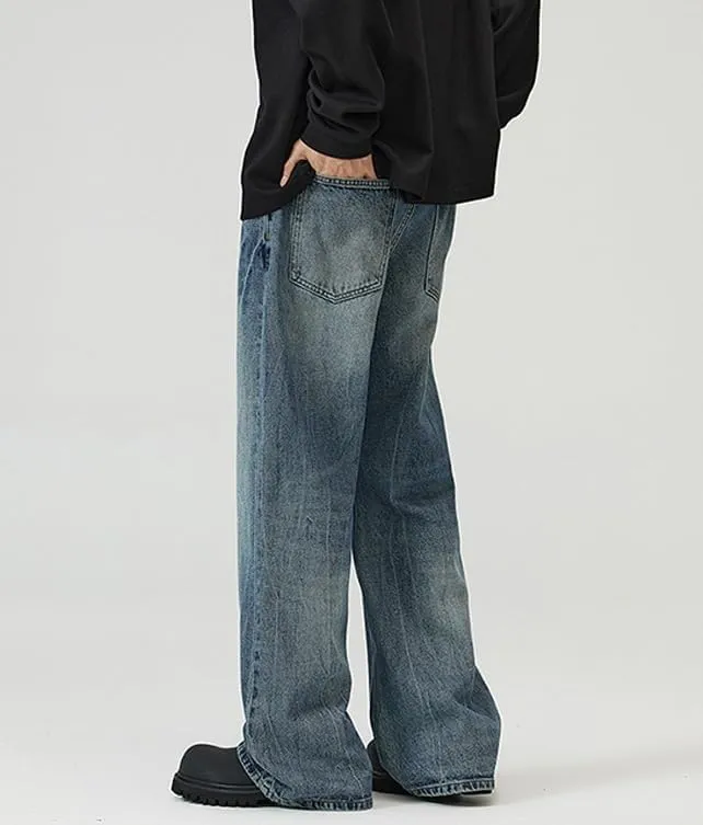 Y2k Baggy Flared Jeans Men 90s Vintage Bell Bottom Jeans Loose Fit Grunge Pants Casual Wide Leg Skater Denim Pants