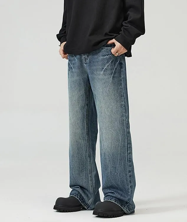 Y2k Baggy Flared Jeans Men 90s Vintage Bell Bottom Jeans Loose Fit Grunge Pants Casual Wide Leg Skater Denim Pants