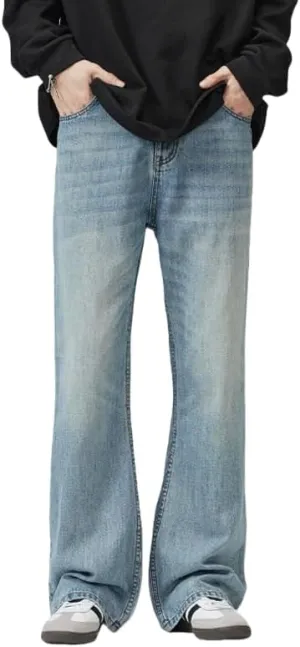 Y2k Baggy Flared Jeans Men 90s Vintage Bell Bottom Jeans Loose Fit Grunge Pants Casual Wide Leg Skater Denim Pants
