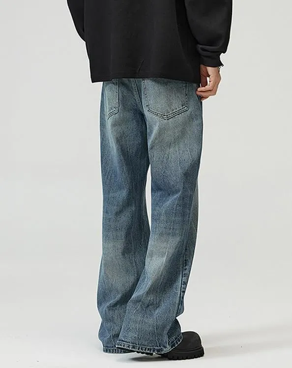 Y2k Baggy Flared Jeans Men 90s Vintage Bell Bottom Jeans Loose Fit Grunge Pants Casual Wide Leg Skater Denim Pants