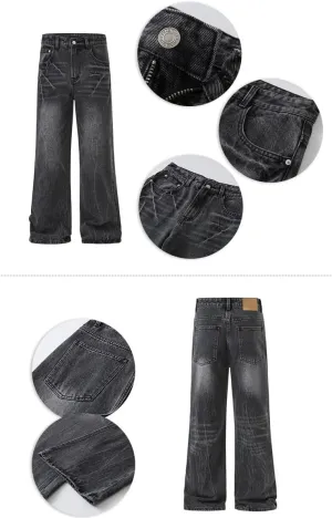 Y2k Baggy Flared Jeans Men 90s Vintage Bell Bottom Jeans Loose Fit Grunge Pants Casual Wide Leg Skater Denim Pants