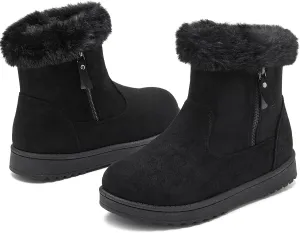 yageyan womens winter boots Mid calf snow booties fur lined womens warm ankle booties for outdoors