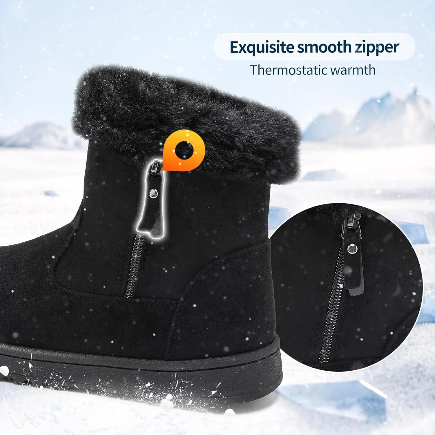 yageyan womens winter boots Mid calf snow booties fur lined womens warm ankle booties for outdoors