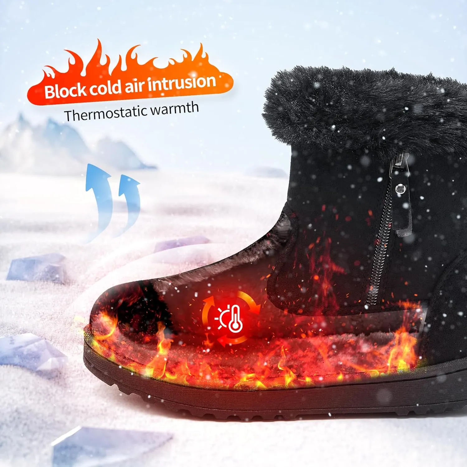 yageyan womens winter boots Mid calf snow booties fur lined womens warm ankle booties for outdoors