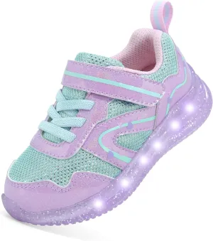 YESKIS Toddler Boys Girls Light Up Shoes LED Flashing Lightweight Mesh Breathable Adorable Running Sneakers for Toddler and Little Kid
