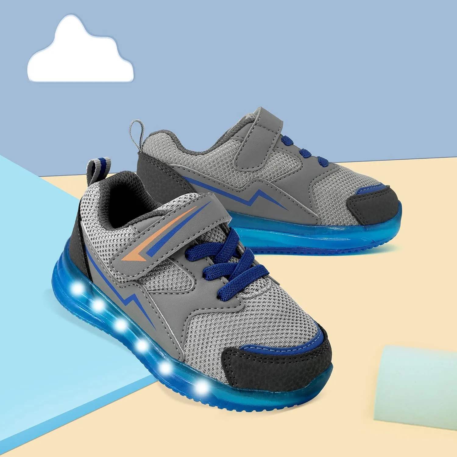 YESKIS Toddler Boys Girls Light Up Shoes LED Flashing Lightweight Mesh Breathable Adorable Running Sneakers for Toddler and Little Kid