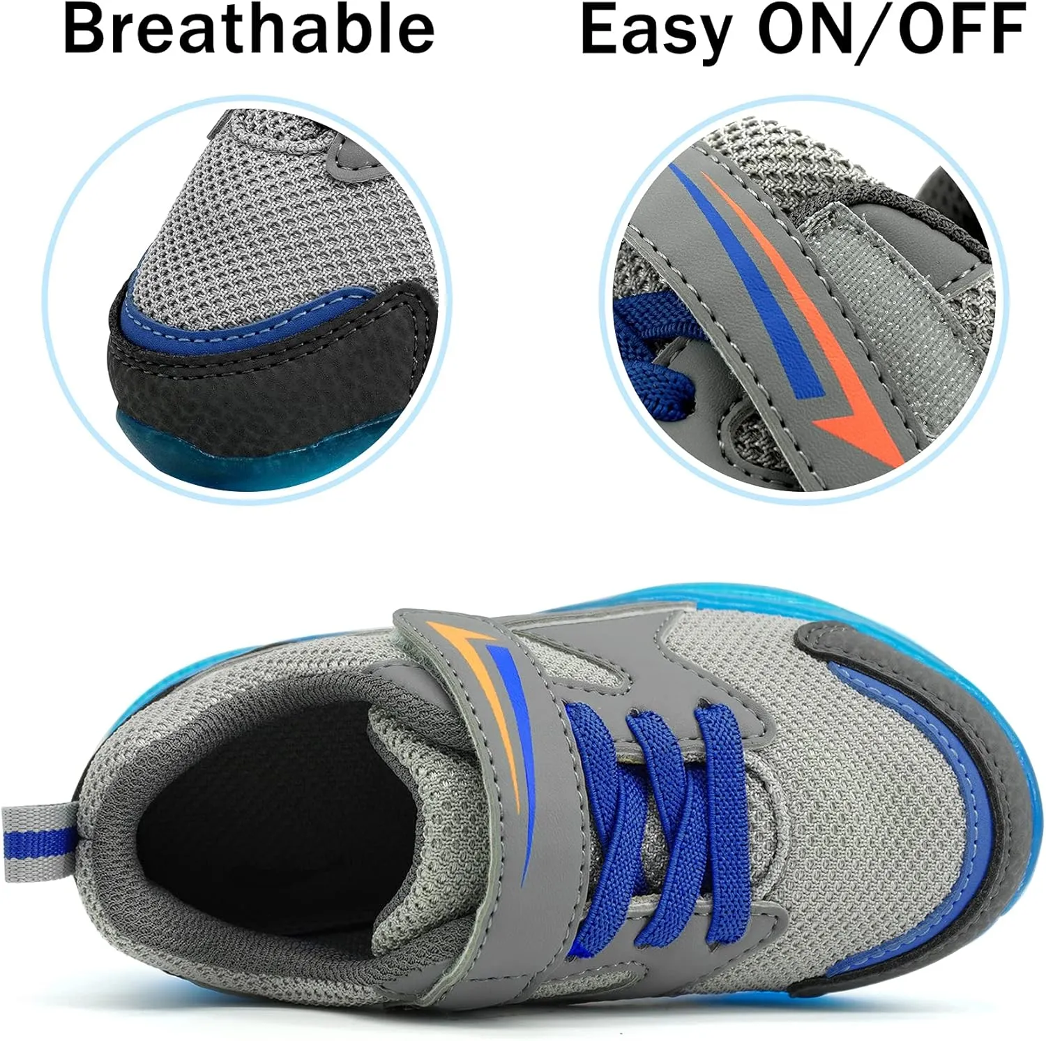 YESKIS Toddler Boys Girls Light Up Shoes LED Flashing Lightweight Mesh Breathable Adorable Running Sneakers for Toddler and Little Kid