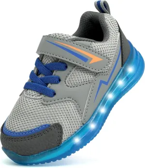 YESKIS Toddler Boys Girls Light Up Shoes LED Flashing Lightweight Mesh Breathable Adorable Running Sneakers for Toddler and Little Kid