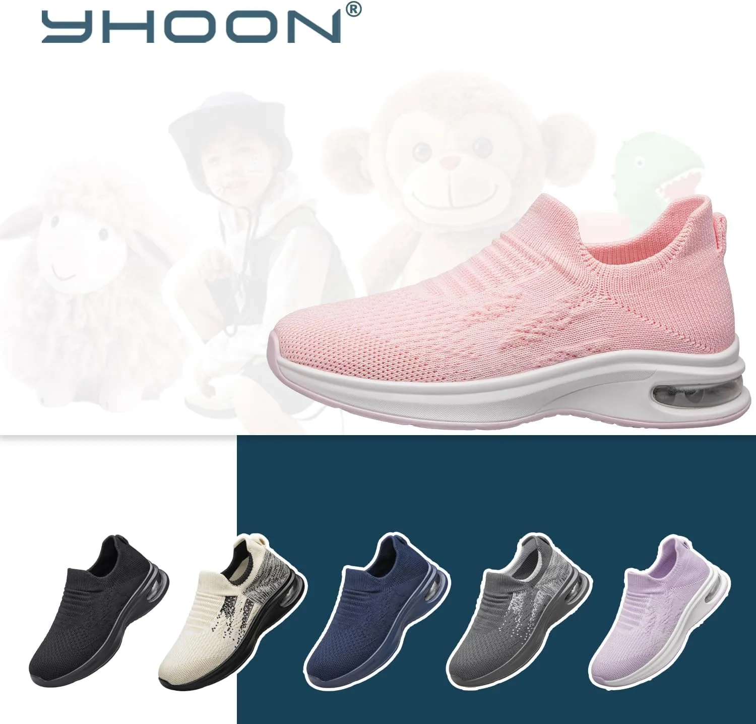 YHOON Kids Sock Shoes Boys Girls Sneakers Athletic Fitness Tennis Walking School Shoes for Toddler/Little Kid/Big Kid