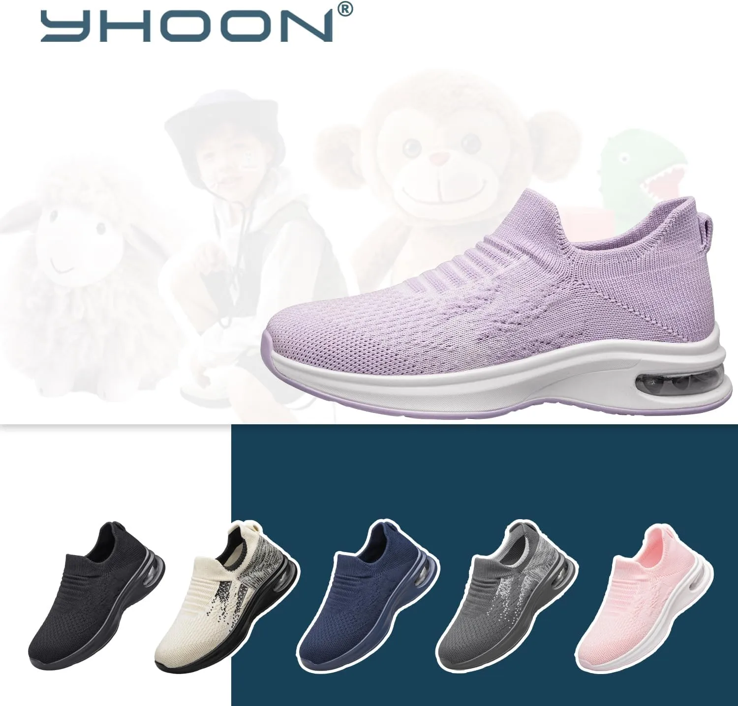 YHOON Kids Sock Shoes Boys Girls Sneakers Athletic Fitness Tennis Walking School Shoes for Toddler/Little Kid/Big Kid