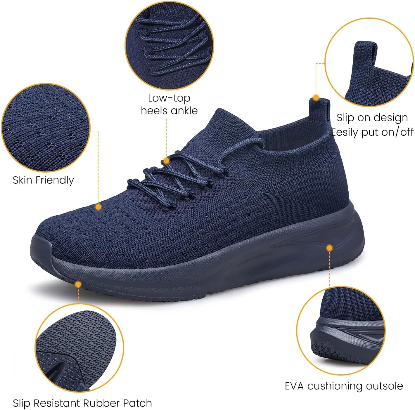 YHOON Womens Slip on Walking Shoes Comfort Sock Shoes Non Slip Mesh Casual Running Sneakers