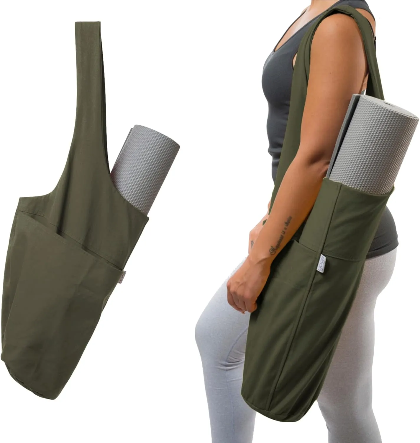 Yogiii Yoga Mat Bag | The Original YogiiiTote | Yoga Mat Carrier Tote Sling w/Large Side Pocket & Zipper Pocket | Fits Most Size Mats