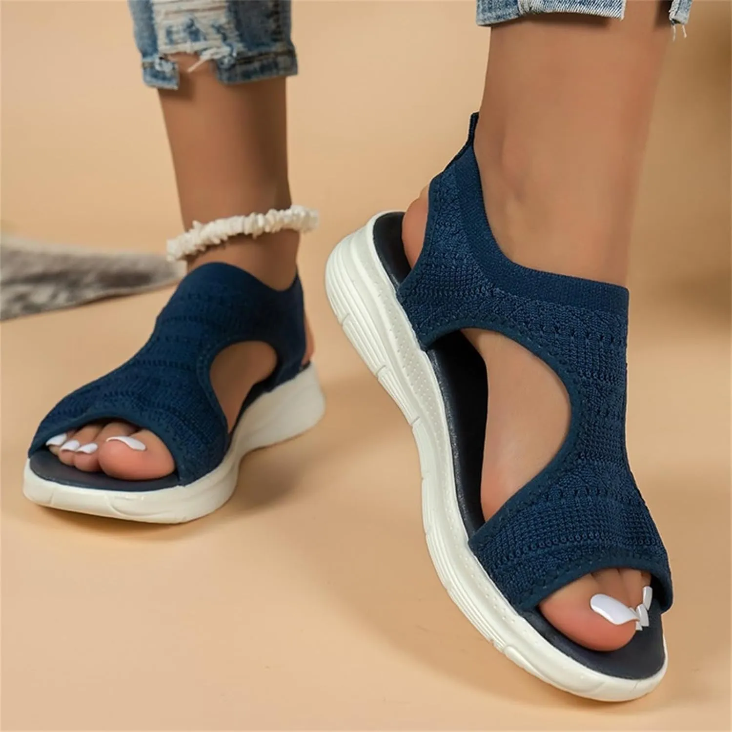 YOLAI Women Close Toe Walking Sandals Dress Summer Wedges Heels for Women Ankle Strap Orthopedic Comfortable Hollow Beach Shoes