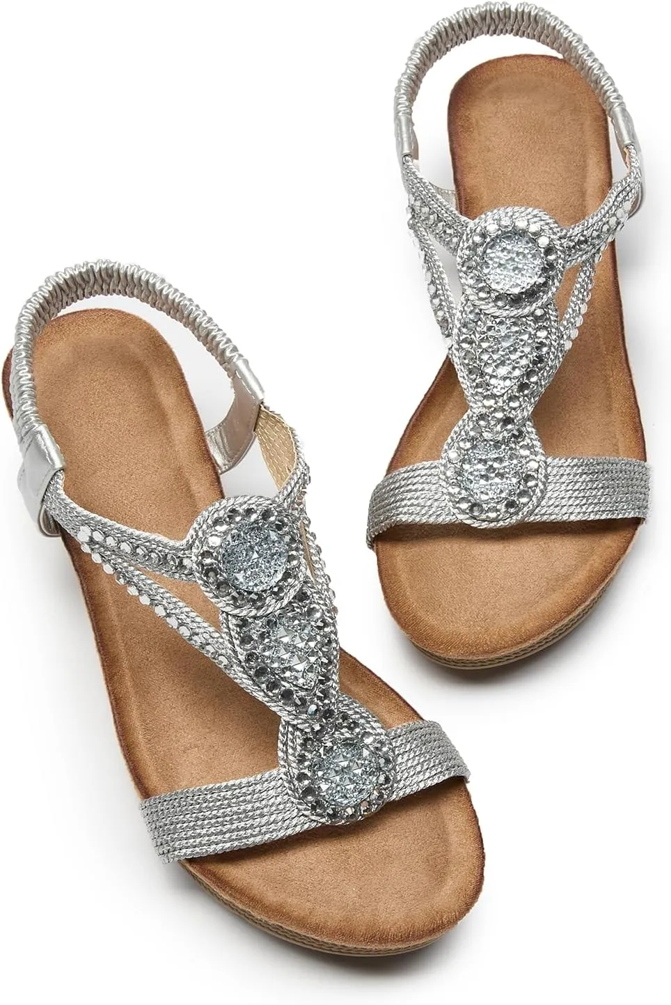 youngshow Wedge Sandals for Women Summer Comfy Elastic Ankle Strap Low Heel Dress Shoes Gladiator Sandals Beach